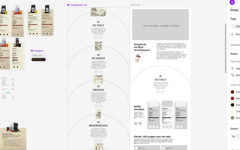 Prototyping in Figma, met interactieve verbindingslijnen tussen ontwerpframes