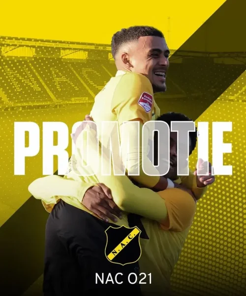 Post voor voetbalclub NAC Breda die gemaakt is voor de promotie naar de Eredivisie