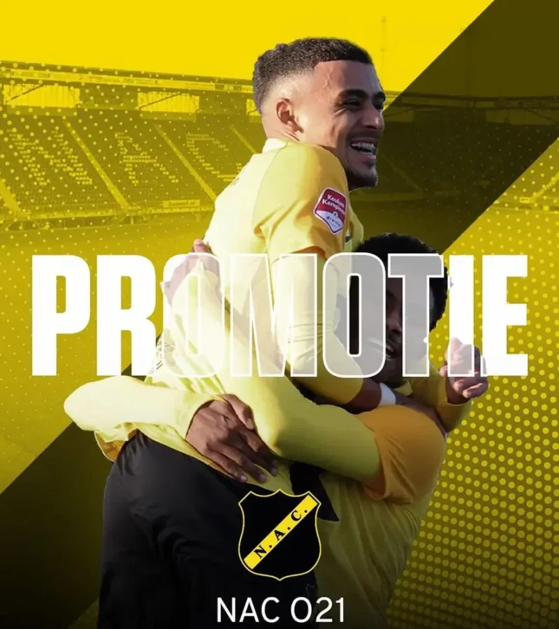 Post voor voetbalclub NAC Breda die gemaakt is voor de promotie naar de Eredivisie